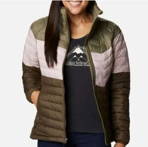 Columbia Women's Colorblock Olive and Pink Puffer Jacket